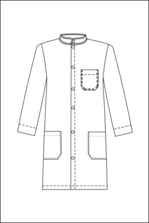 Халат лабораторный мужской, хлопок/полиэстер, воротник-стойка, белый, 1 шт., ЛТО, вид спереди