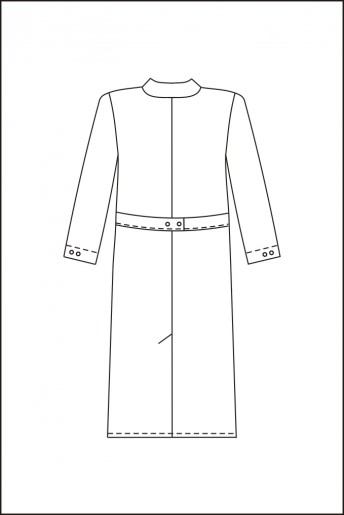 Халат лабораторный мужской, хлопок/полиэстер, отложной воротник, белый, вид сзади, 1 шт., ЛТО