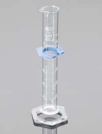 Цилиндр мерный, класс А, 50,0 мл, ц.д. 1,0 мл, БС, градуировка, шестиугольное основание, защитное кольцо, сертификат на серию, 1 шт./уп., Glasscolab, Индия