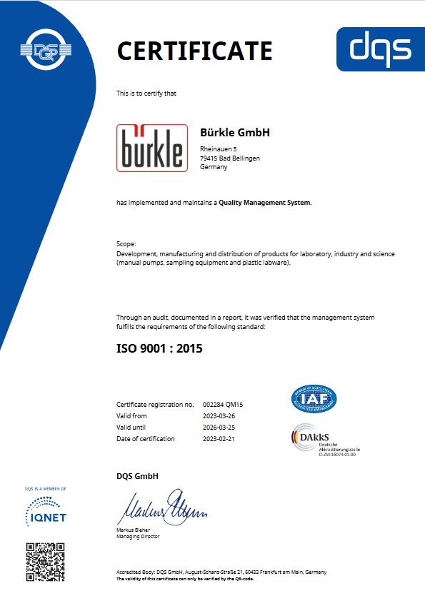 Сертификат ISO 9001, Buerkle