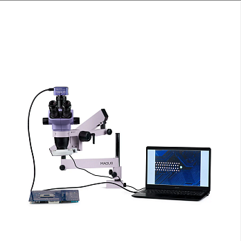Микроскоп стерео, до 45х, по схеме Грену, для ремонта и пайки, Stereo D7TR, с цифровой камерой CBF10