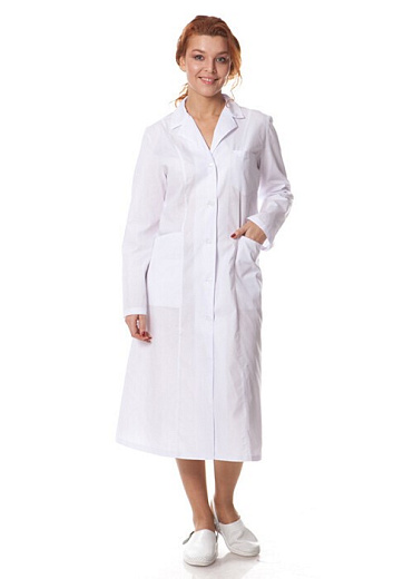Халат лабораторный женский, хлопок, белый, 1 шт., Россия