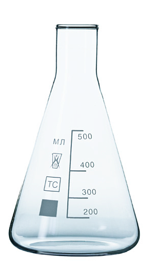 Колба Эрленмейера 250 мл, БС, узкое горло, 1 шт., Россия