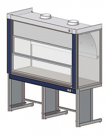 Шкаф вытяжной общего назначения, ширина 180 см, глубина 80 см, корпус – металл, столешница – н/ж сталь, 2 подъемных экрана