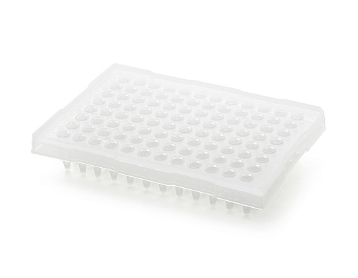 Планшеты для ПЦР, 96-лун., с полуюбкой, стандартный профиль, прозрачные, полипропилен, 10 шт./уп., Sovtech