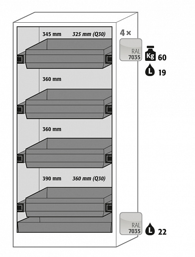 Шкафы для хранения ЛВЖ, 30 мин, ширина 86 см, панорамная дверь Q-DISPLAY-30 Фото 5