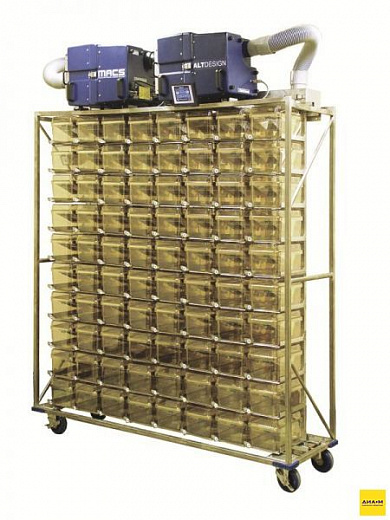 Стеллаж MACS, односторонний для больших клеток для мышей MAX75, 42 клетки