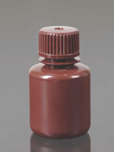 Бутыли для реагентов, 30 мл, ПЭВП, коричн., узкогорл., нестерильные, автоклавир., крышка ПЭВП непролив., 12 шт./уп., Glassco