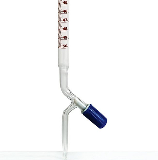 Бюретка 25 мл, ц.д. 0,1 мл, класс B, тип 1, исп. 1, с прямым игольчатым тефлоновым краном, 1 шт., Glassco