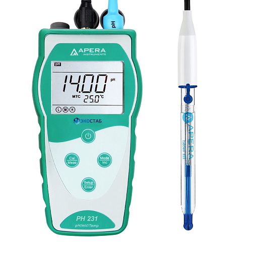 рН-метр, 0-14±0,01, портативный, электрод LabSen 831, PH231HF, серия 230, для кислотных растворов, Apera Instruments