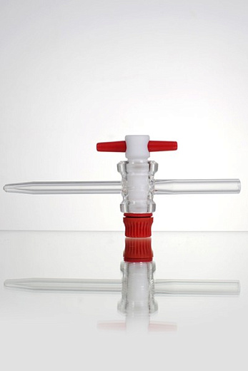 Кран химический, одноходовой, прямой, для бюреток, диаметр 2,5 мм, стекло, ПТФЕ, 10 шт./уп., Glassco