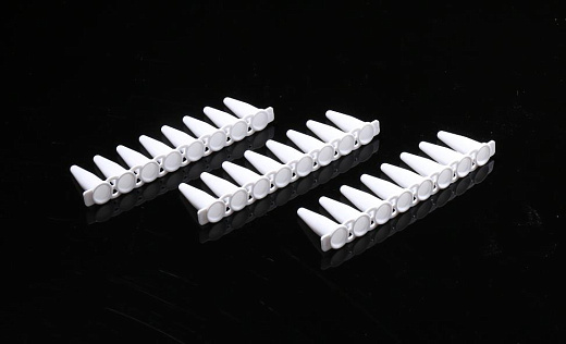 Пробирки для ПЦР в стрипах, 0,2 мл, 1×8, без крышек, белые, полипропилен, 125 шт./уп., 1250 шт./кор., Nest, Китай