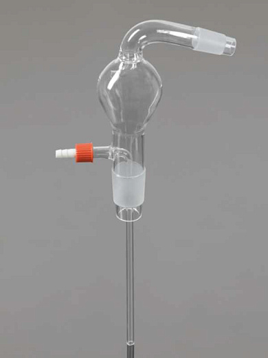 Ловушка с наклоном, c каплеуловителем, с винтовой резьбой, грушевидная, нижний керн 24/29, верхний керн 19/26, боросиликатное стекло, Glassco