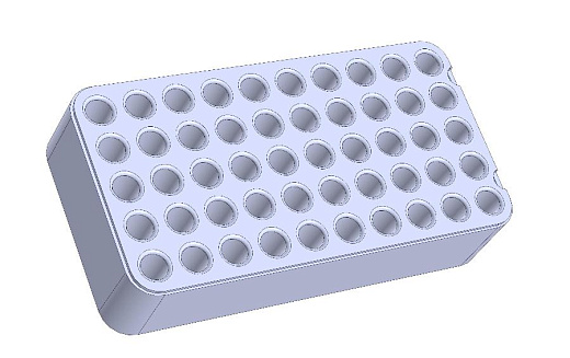 Штатив для цилиндрических пробирок на 50 мест (Rack D12), белый