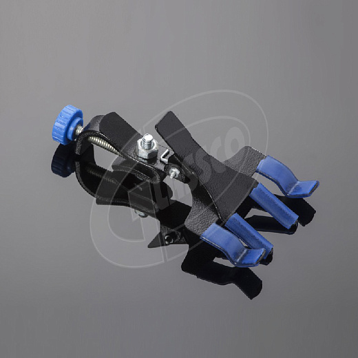 Зажим штативный для бюреток, 4 лапки, с муфтой, двойной, сталь с порошковым покрытием /ПВХ, 6 шт./уп., Glassco