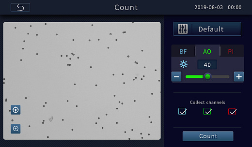 Счетчик и анализатор жизнеспособности клеток, 4-60 мкм, соответствует FDA-стандарту, C100-Pro (пример отображения результатов измерений), RWD, Китай