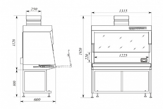 Шкаф вытяжной общего назначения, ширина 130 см, корпус – металл, столешница – нержавеющая сталь, с блоком УФО, ШВ-«Ламинар-С»-1,3 Фото 3