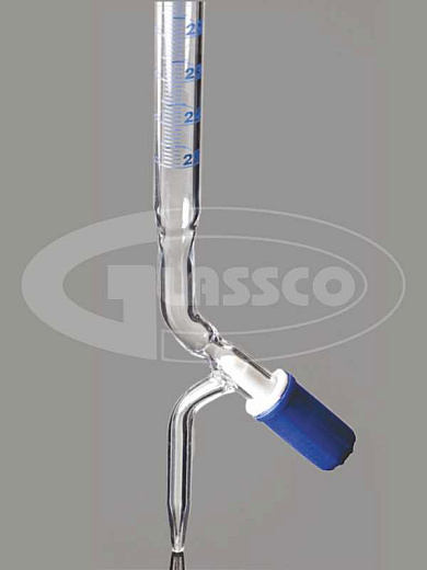 Бюретка 10 мл, ц.д. 0,05 мл, класс AS, тип 2, исп. 1, с прямым игольчатым тефлоновым краном, сертиф., 1 шт.
