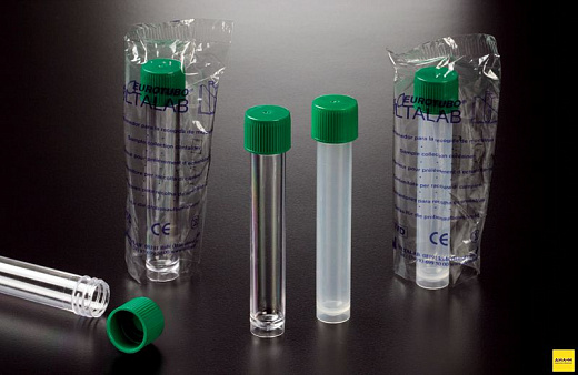 Пробирки 12 мл, ПС, круглодонные, 15×102 мм, резьбовые, с юбкой, с крышкой, 250 шт./уп.