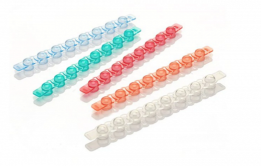 Крышки для пробирок в стрипах, 0,2 мл, 1×8, MicroAmp, выпуклые, цветные, 300 шт./уп.