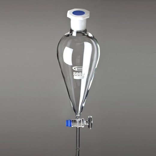 Воронка делительная, 250 мл, грушевидная, шлиф 29/32, пробка ПП, 1 шт./уп., Glassco